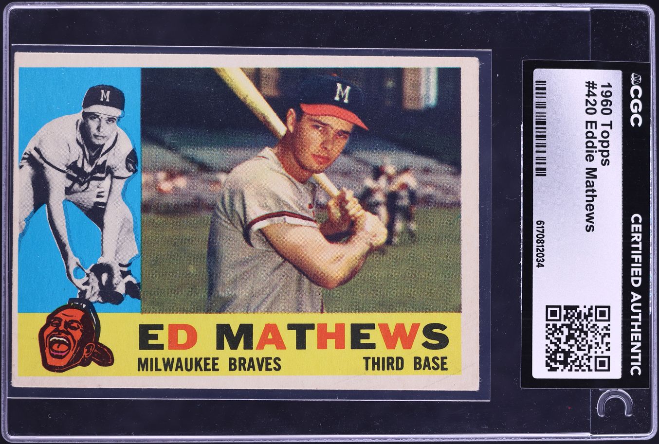1960 Topps Eddie Mathews #420 CGC AUTH