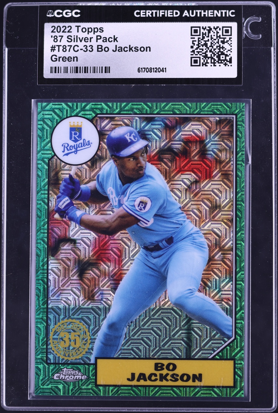 2022 Topps '87 Silver Pack Green Bo Jackson /99 #T87C-33 CGC AUTH