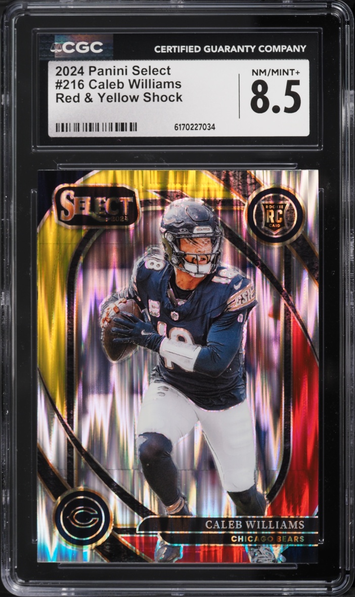 2024 Select Club Level Red & Yellow Shock Prizm Caleb Williams ROOKIE #216 CGC 8.5 NM-MT+