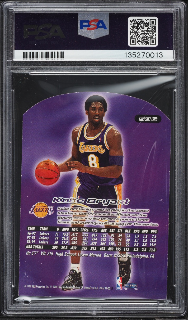 1999 Ultra Gold Medallion Die-Cut Kobe Bryant #50G PSA 8 NM-MT