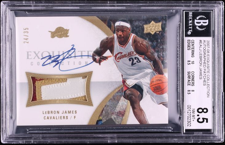 2007 Exquisite Collection LeBron James PATCH AUTO /35 #EA-LJ BGS 8.5 NM-MT+