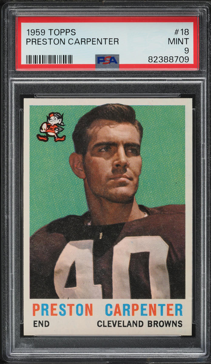 1959 Topps Football Preston Carpenter #18 PSA 9 MINT