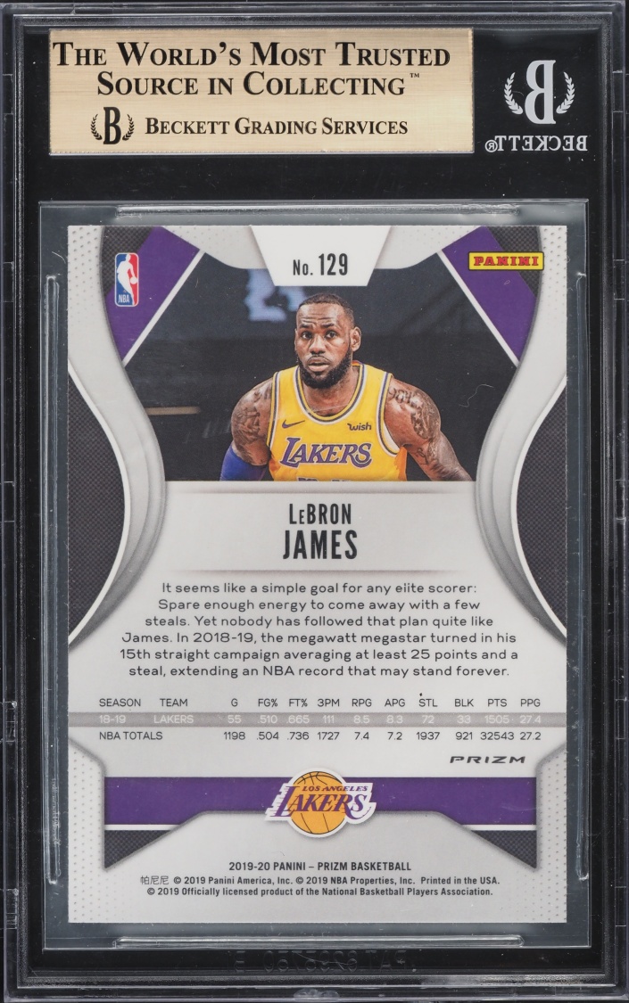 2019 Panini Prizm Silver LeBron James #129 BGS 10 PRISTINE