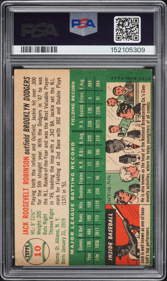 1954 Topps Jackie Robinson #10 PSA 3.5 VG+