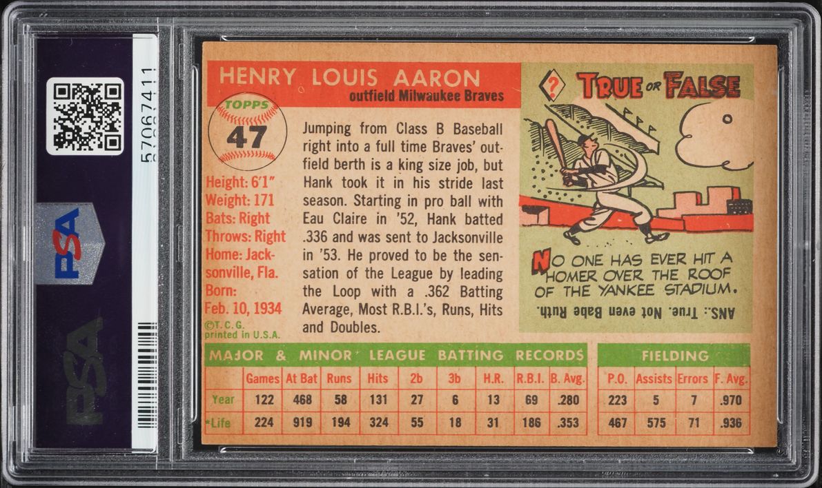 1955 Topps Hank Aaron #47 PSA 6 EXMT