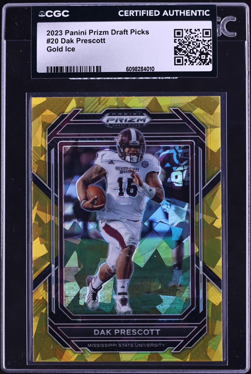 2023 Panini Prizm Draft Picks Gold Ice Dak Prescott #20 CGC AUTH
