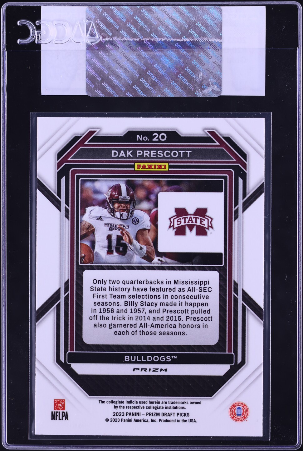 2023 Panini Prizm Draft Picks Gold Ice Dak Prescott #20 CGC AUTH