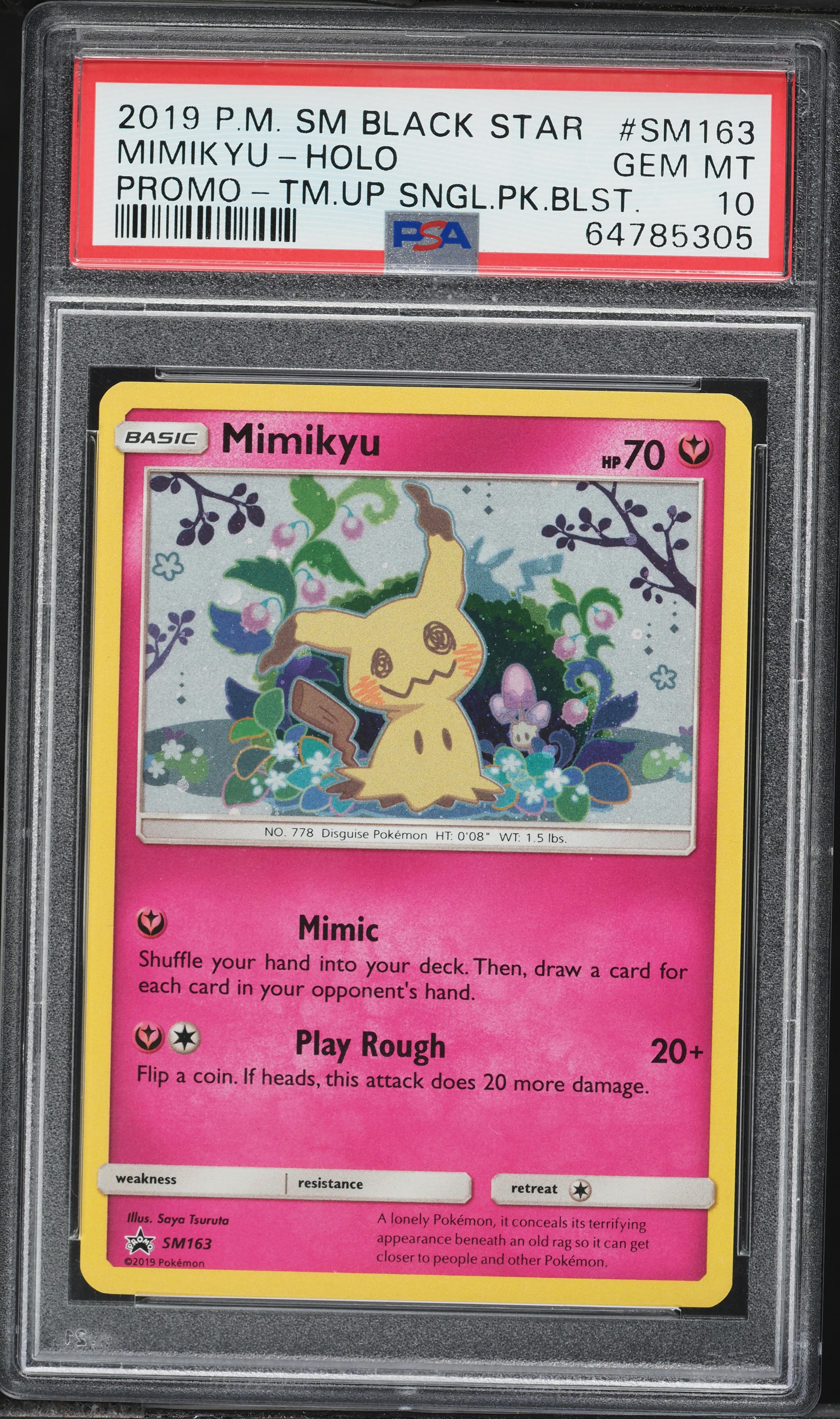 2019 Pokemon Sun & Moon Black Star Promo Team Up Holo Mimikyu #SM163 PSA 10 GEM MINT