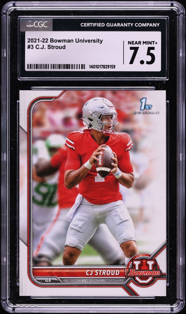 2022 Bowman University CJ Stroud ROOKIE #3 CGC 7.5 NRMT+