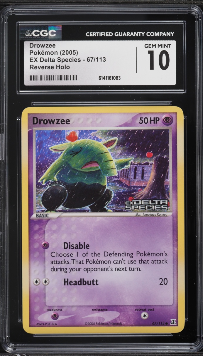 2005 Pokemon EX Delta Species Reverse Holo Drowzee #67 CGC 10 GEM MINT
