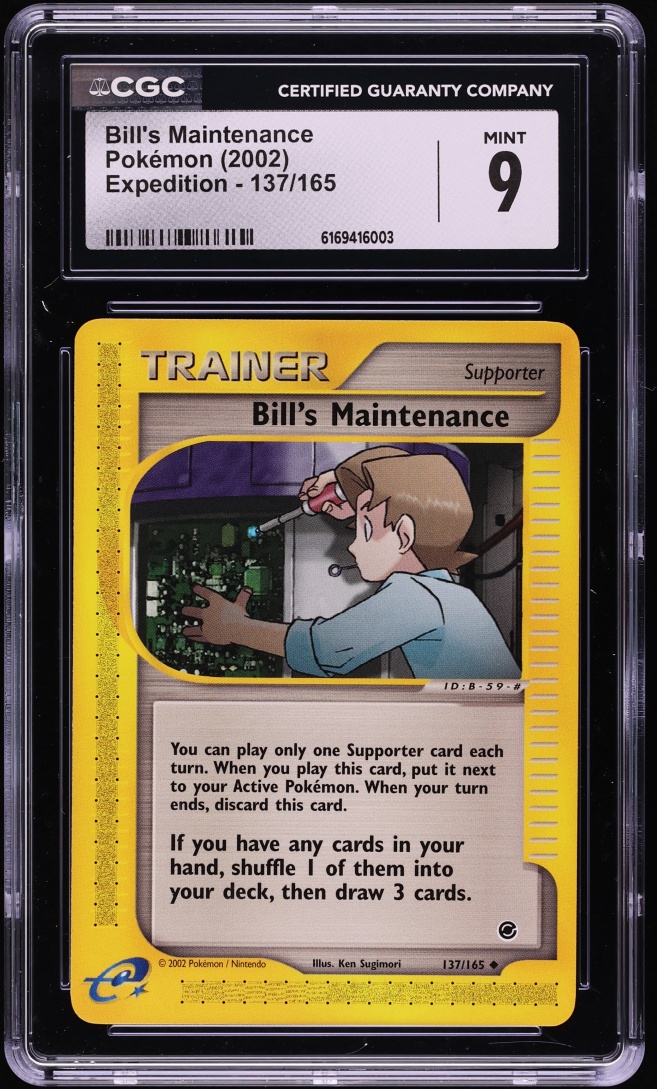 2002 Pokemon Expedition Base Set Bill's Maintenance #137 CGC 9 MINT
