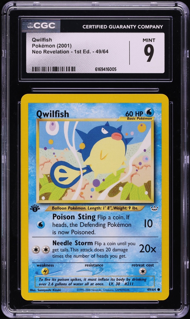 2001 Pokemon Neo Revelation 1st Edition Qwilfish #49 CGC 9 MINT