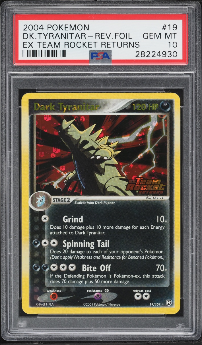 2004 Pokemon EX Team Rocket Returns Reverse Holo Dark Tyranitar #19 PSA 10 GEM MINT