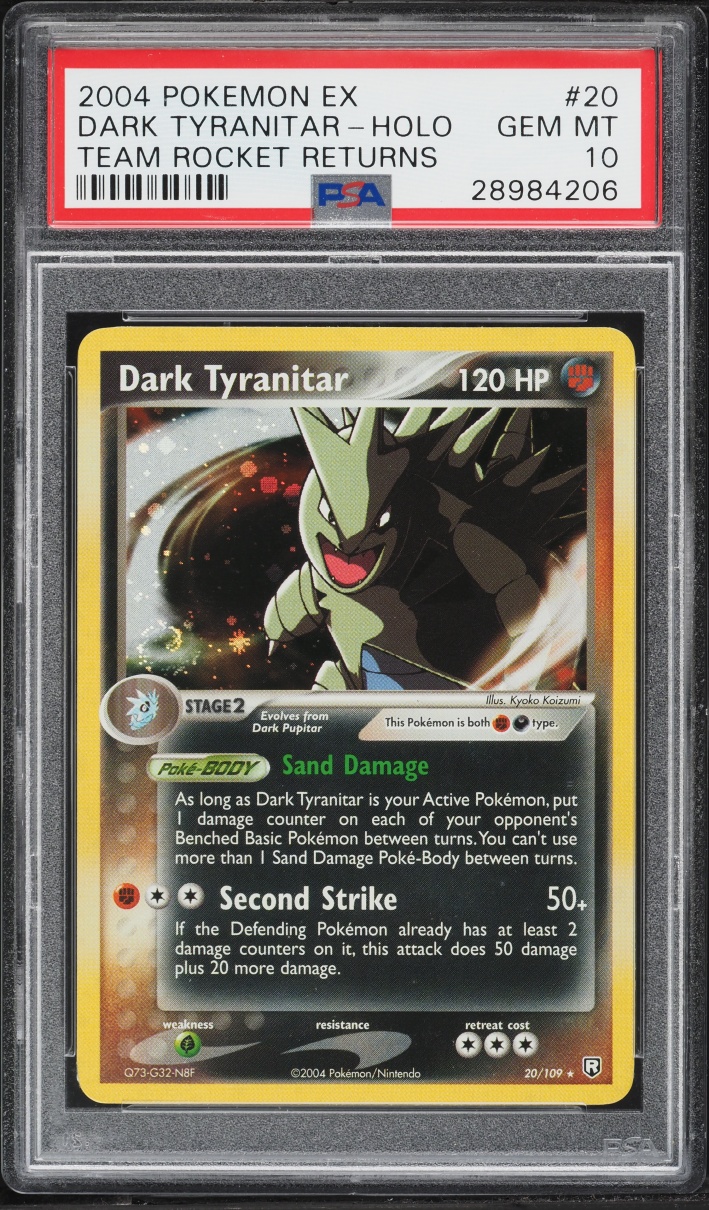 2004 Pokemon EX Team Rocket Returns Holo Dark Tyranitar #20 PSA 10 GEM MINT
