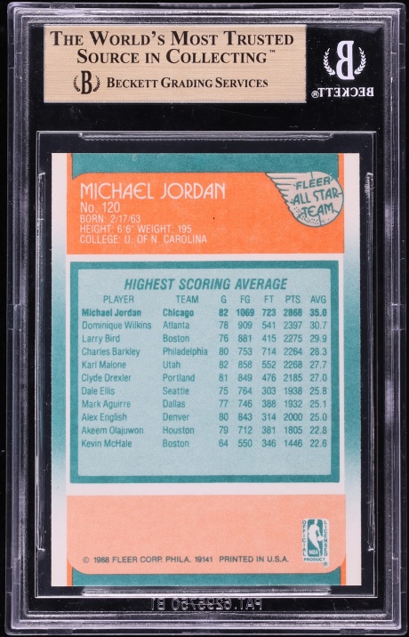 1988 Fleer Basketball Michael Jordan ALL-STAR #120 BGS 9.5 GEM MINT