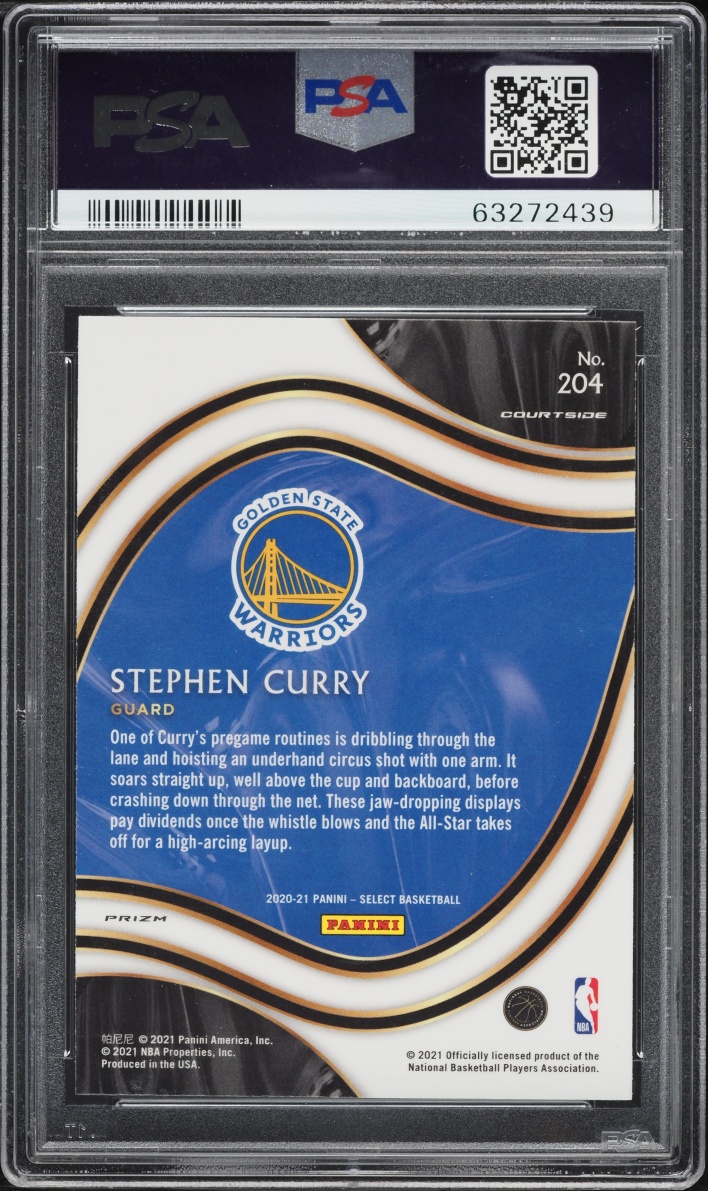 2020 Select Courtside Tiger Prizm Stephen Curry #204 PSA 10 GEM MINT