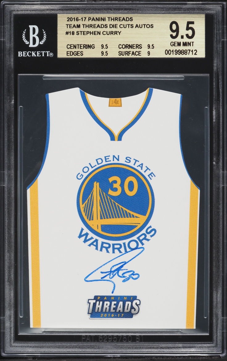2016 Panini Threads Team Die-Cut Stephen Curry AUTO /99 #18 BGS 9.5 GEM MINT