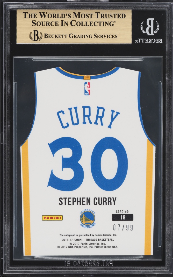 2016 Panini Threads Team Die-Cut Stephen Curry AUTO /99 #18 BGS 9.5 GEM MINT