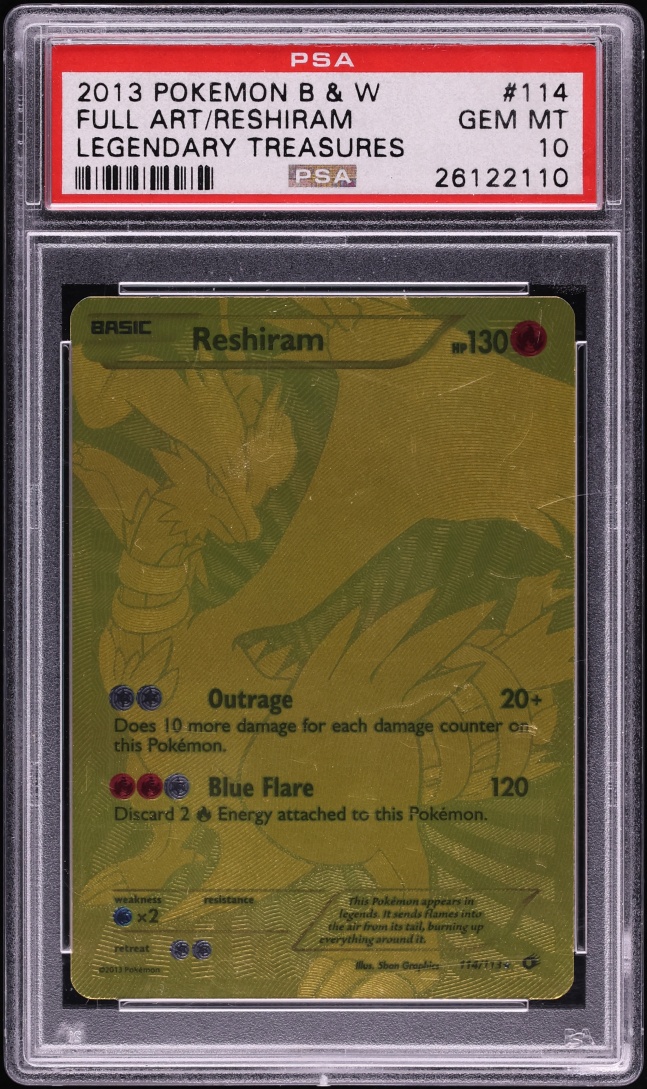 2013 Pokemon Black & White Legendary Treasures Gold Rare Reshiram #114 PSA 10 GEM MINT