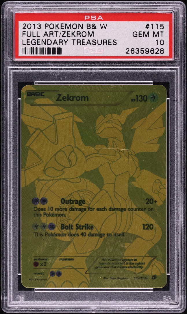 2013 Pokemon Black & White Legendary Treasures Gold Rare Zekrom #115 PSA 10 GEM MINT