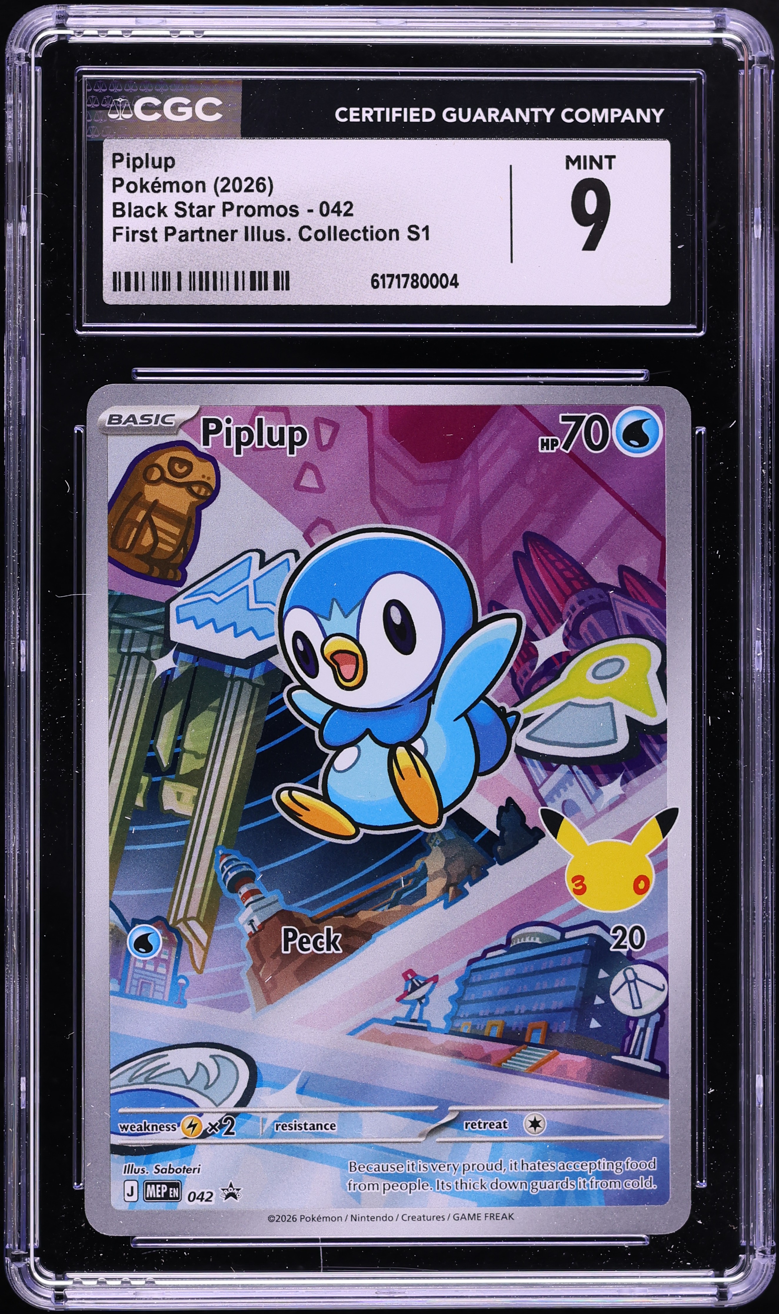2026 Pokemon Mega Evolution Promo First Partner Illustration S1 Full Art Piplup #42 CGC 9 MINT