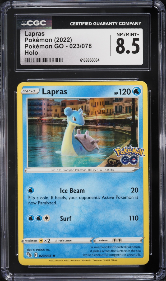 2022 Pokemon Sword & Shield GO Holo Lapras #023 CGC 8.5 NM-MT+