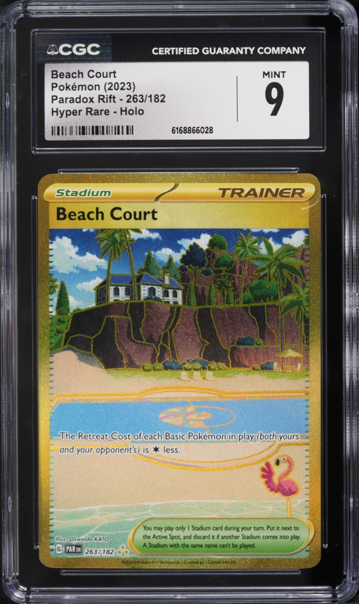 2023 Pokemon Scarlet & Violet Paradox Rift Gold Rare Beach Court #263 CGC 9 MINT