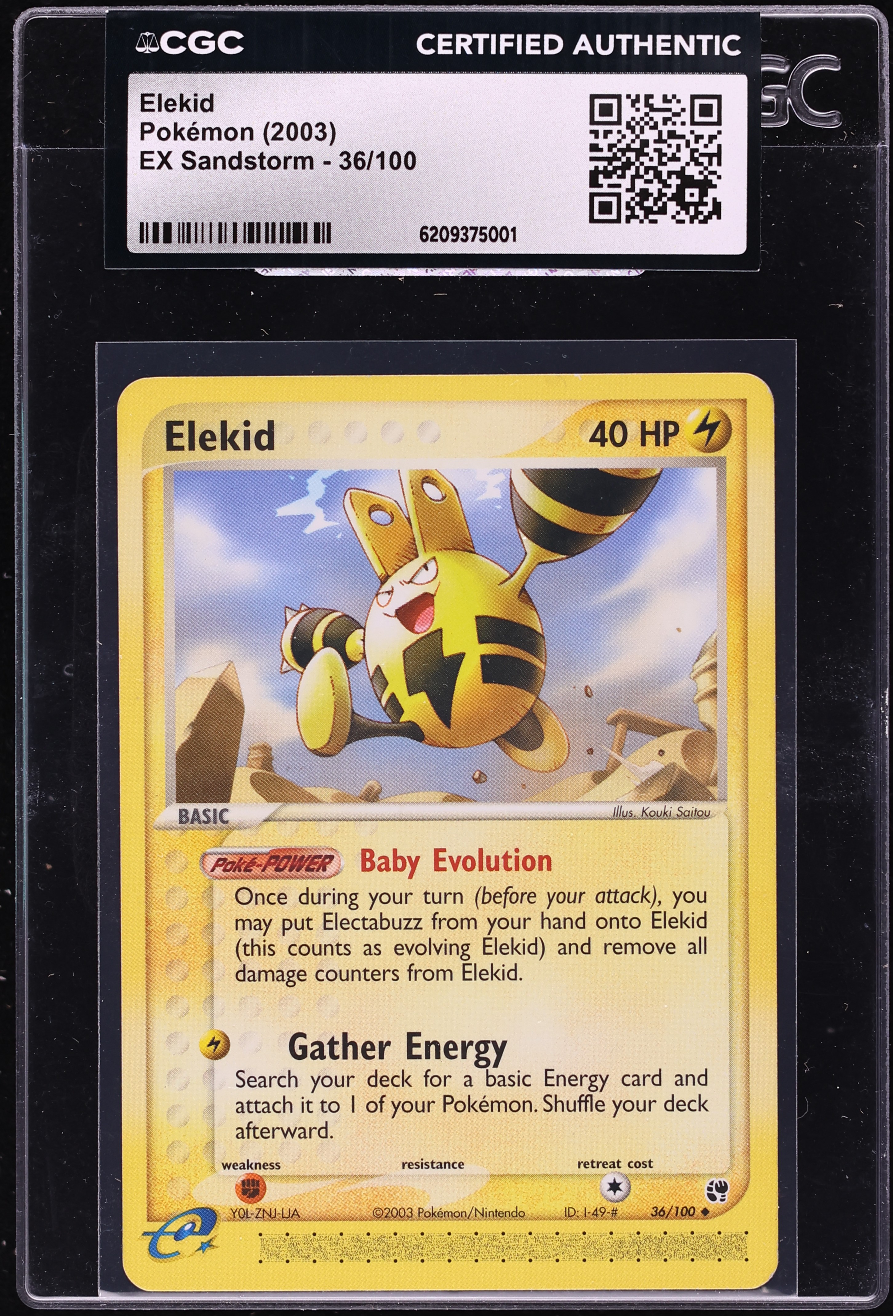 2003 Pokemon EX Sandstorm Elekid #36 CGC AUTH