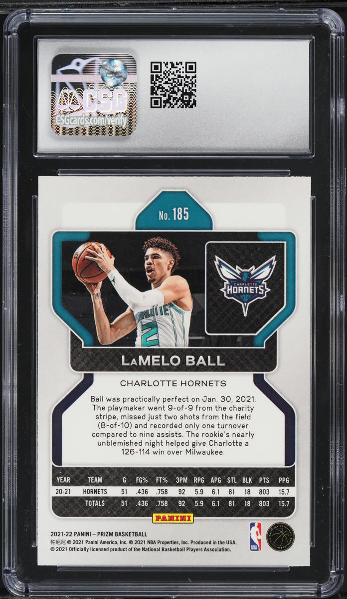 2021 Panini Prizm LaMelo Ball #185 CSG 9.5 MINT+