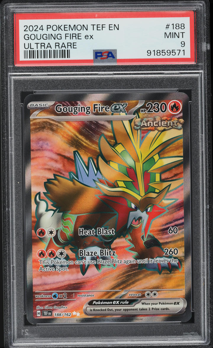2024 Pokemon SV Temporal Forces Full Art Gouging Fire ex #188 PSA 9 MINT