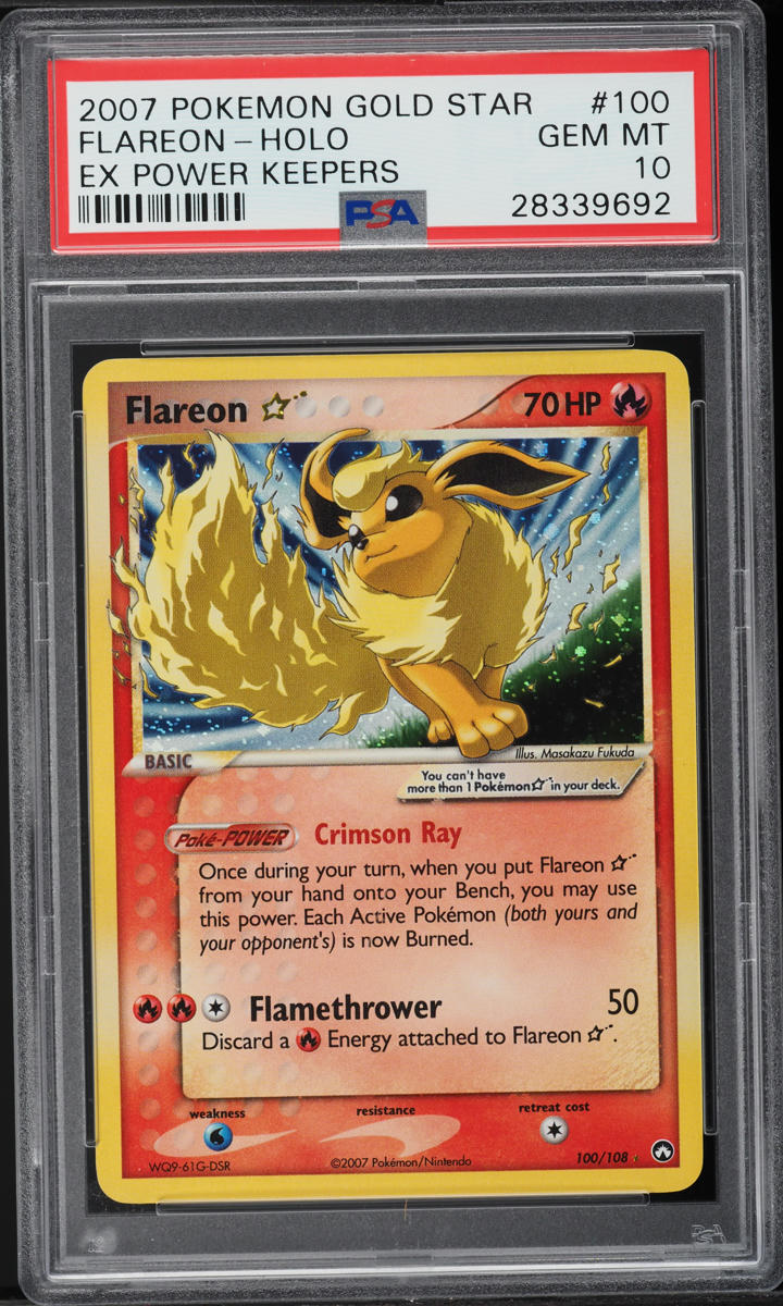 2007 Pokemon EX Power Keepers Holo Flareon Gold Star #100 PSA 10 GEM MINT
