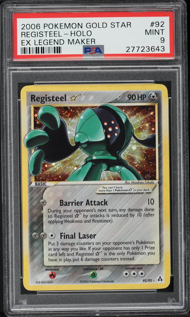 2006 Pokemon EX Legend Maker Holo Registeel Gold Star #92 PSA 9 MINT