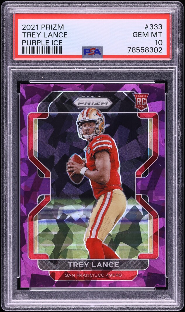 2021 Panini Prizm Purple Ice Trey Lance ROOKIE /225 #333 PSA 10 GEM MINT
