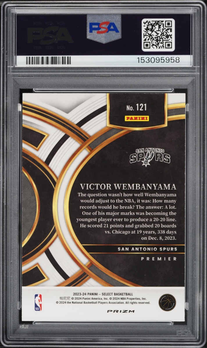 2023 Select Premier Tiger Prizm Victor Wembanyama ROOKIE #121 PSA 8 NM-MT