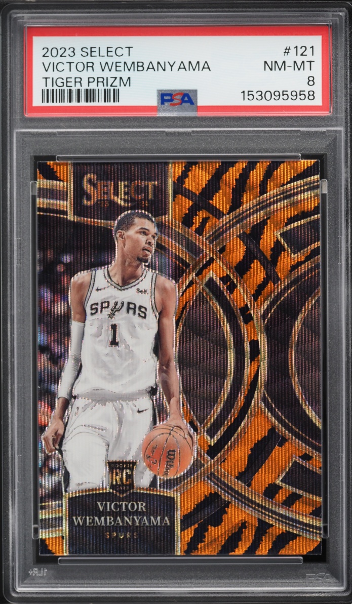 2023 Select Premier Tiger Prizm Victor Wembanyama ROOKIE #121 PSA 8 NM-MT