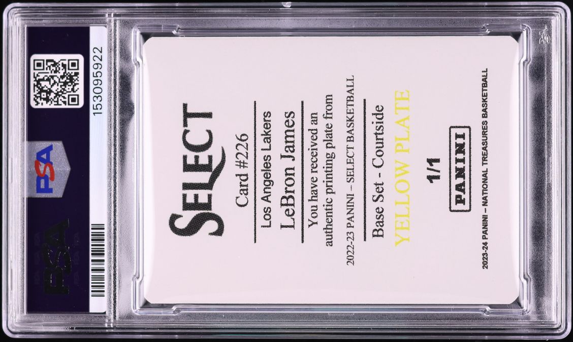 2023 National Treasures Select Printing Plate Yellow LeBron James 1/1 #226 PSA AUTH