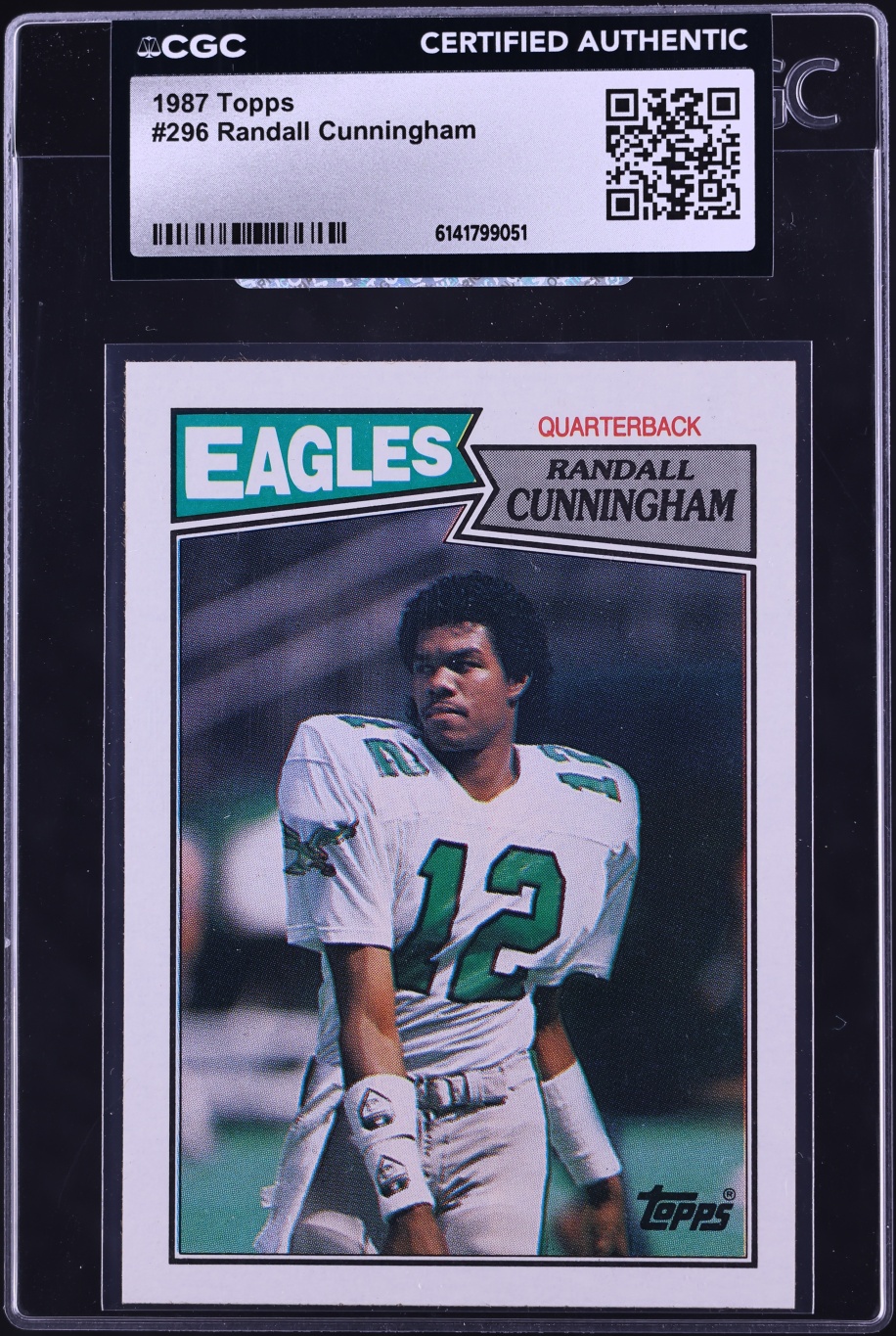 1987 Topps Football Randall Cunningham ROOKIE #296 CGC AUTH