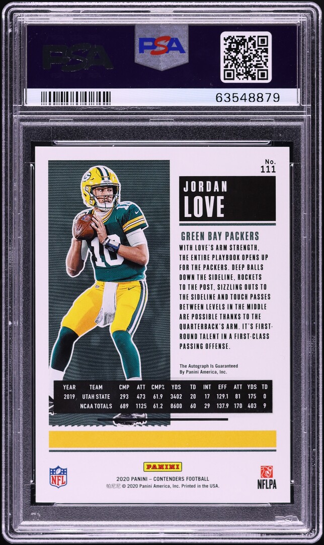 2020 Panini Contenders Wild Card Jordan Love ROOKIE AUTO #111 PSA 10 GEM MINT