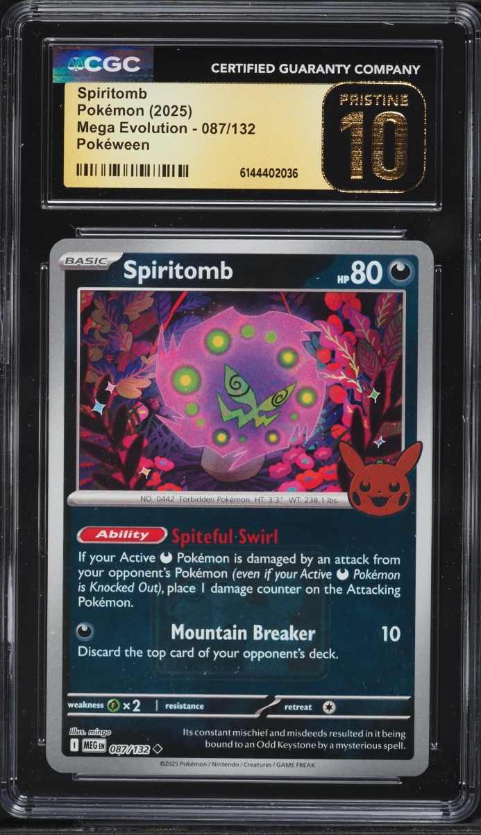 2025 Pokemon Mega Evolution Pokeween Spiritomb #087 CGC 10 PRISTINE