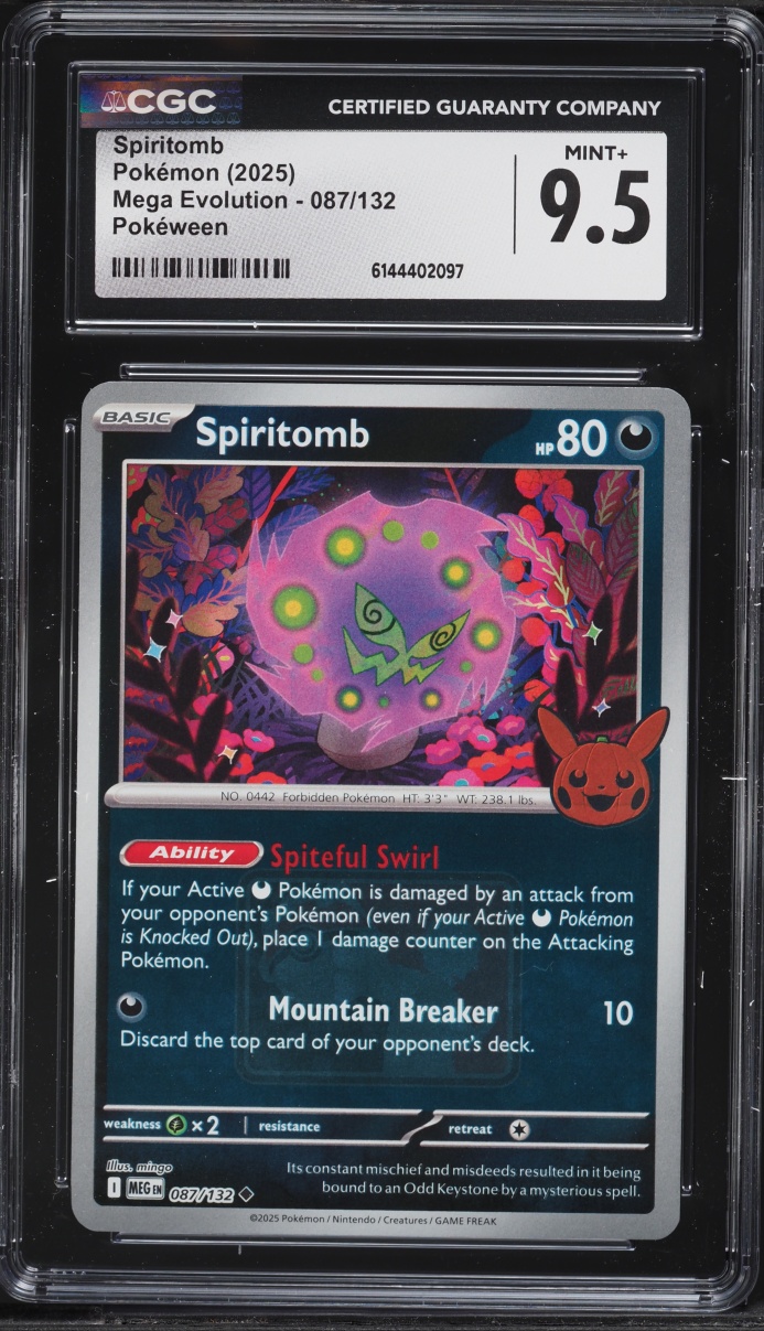 2025 Pokemon Mega Evolution Pokeween Spiritomb #087 CGC 9.5 MINT+