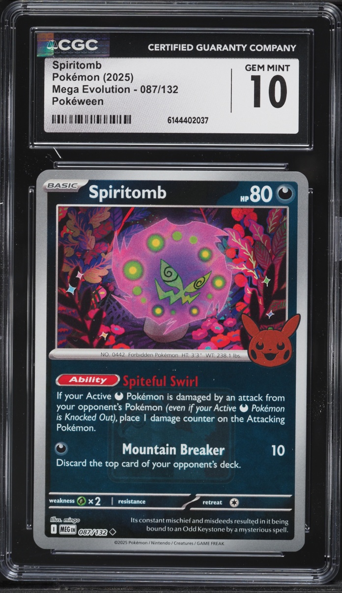 2025 Pokemon Mega Evolution Pokeween Spiritomb #087 CGC 10 GEM MINT