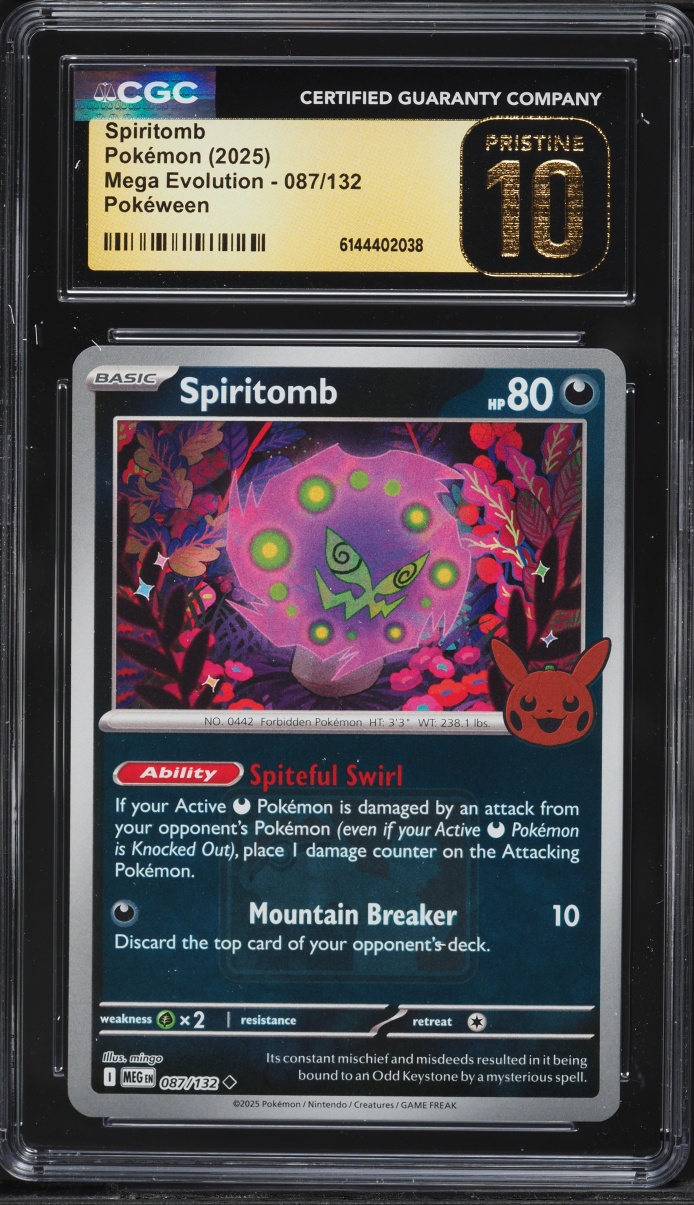2025 Pokemon Mega Evolution Pokeween Spiritomb #087 CGC 10 PRISTINE