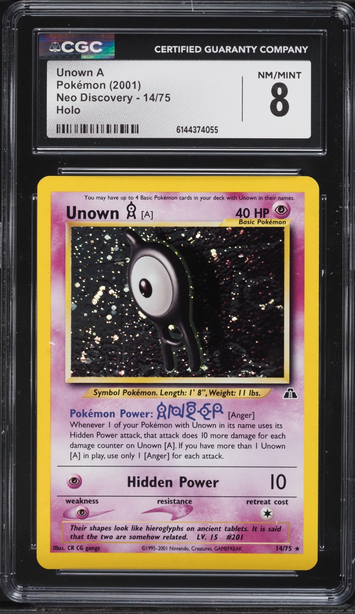 2001 Pokemon Neo Discovery Holo Unown A #14 CGC 8 NM-MT