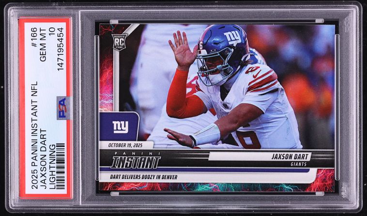 2025 Panini Instant NFL Lightning Jaxson Dart ROOKIE /5 #166 PSA 10 GEM MINT