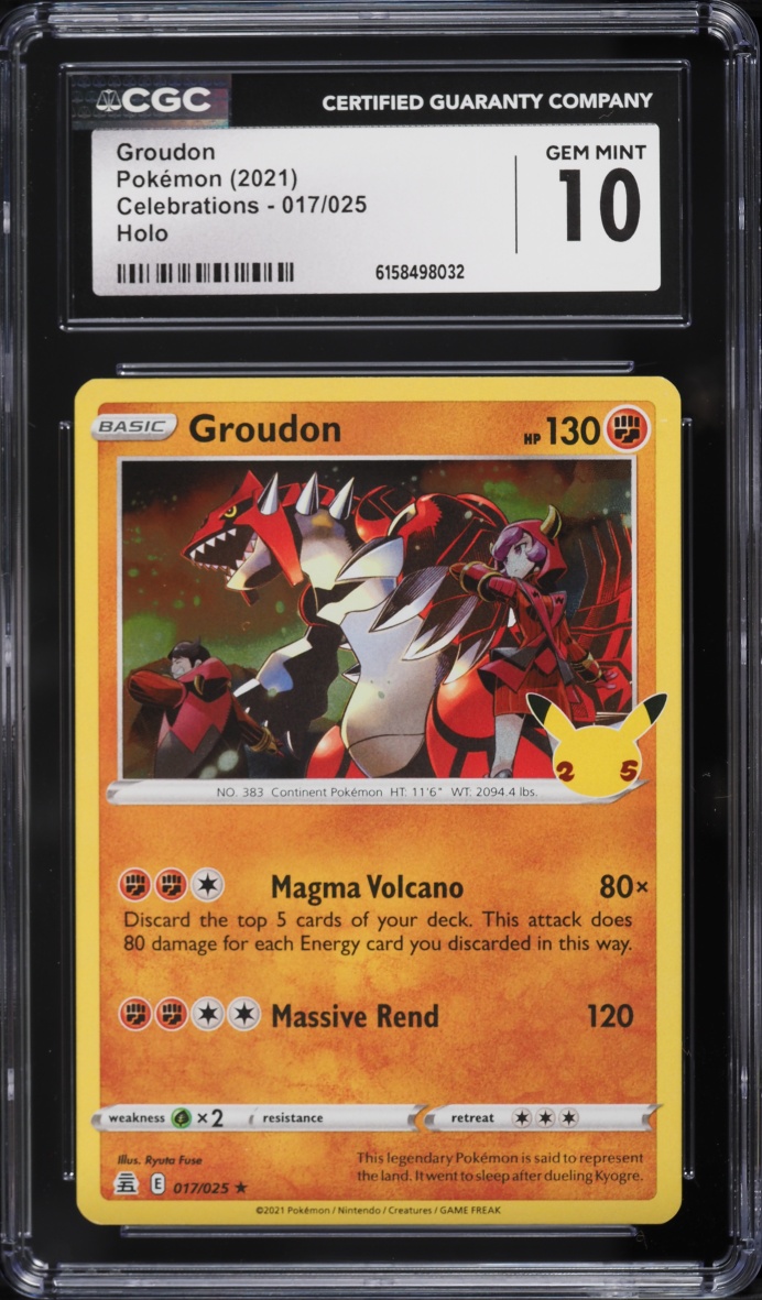 2021 Pokemon Sword & Shield Celebrations Holo Groudon #17 CGC 10 GEM MINT