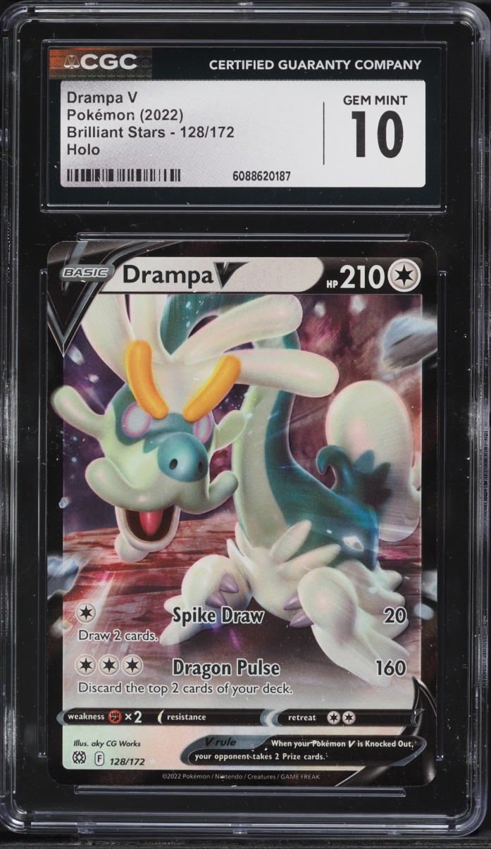 2022 Pokemon Brilliant Stars Holo Drampa V #128 CGC 10 GEM MINT