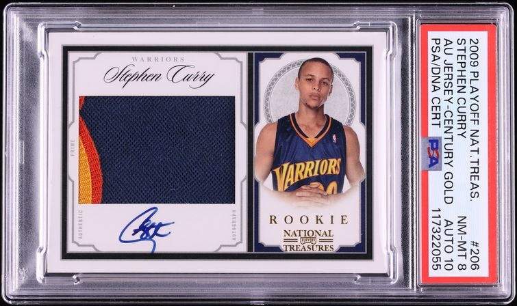 2009 National Treasures Century Gold Stephen Curry ROOKIE PATCH AUTO DNA 10 /25 #206 PSA 8