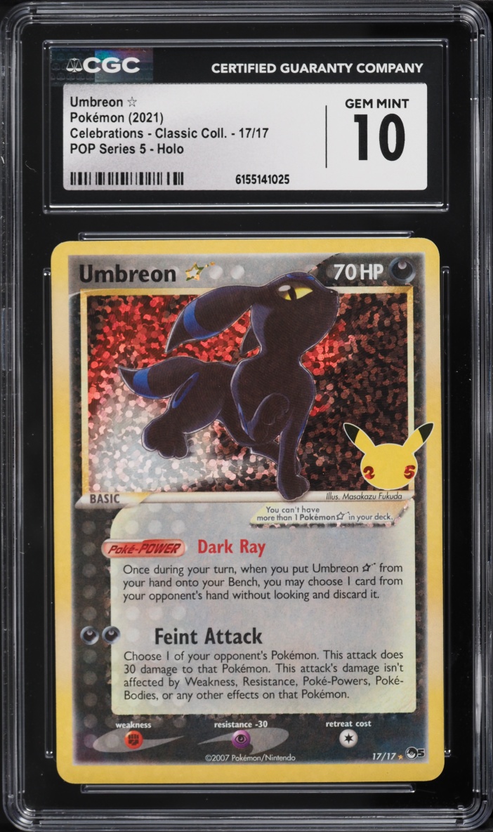 2021 Pokemon SWSH Celebrations Classic Collection Holo Umbreon GOLD STAR #17 CGC 10 GEM MINT