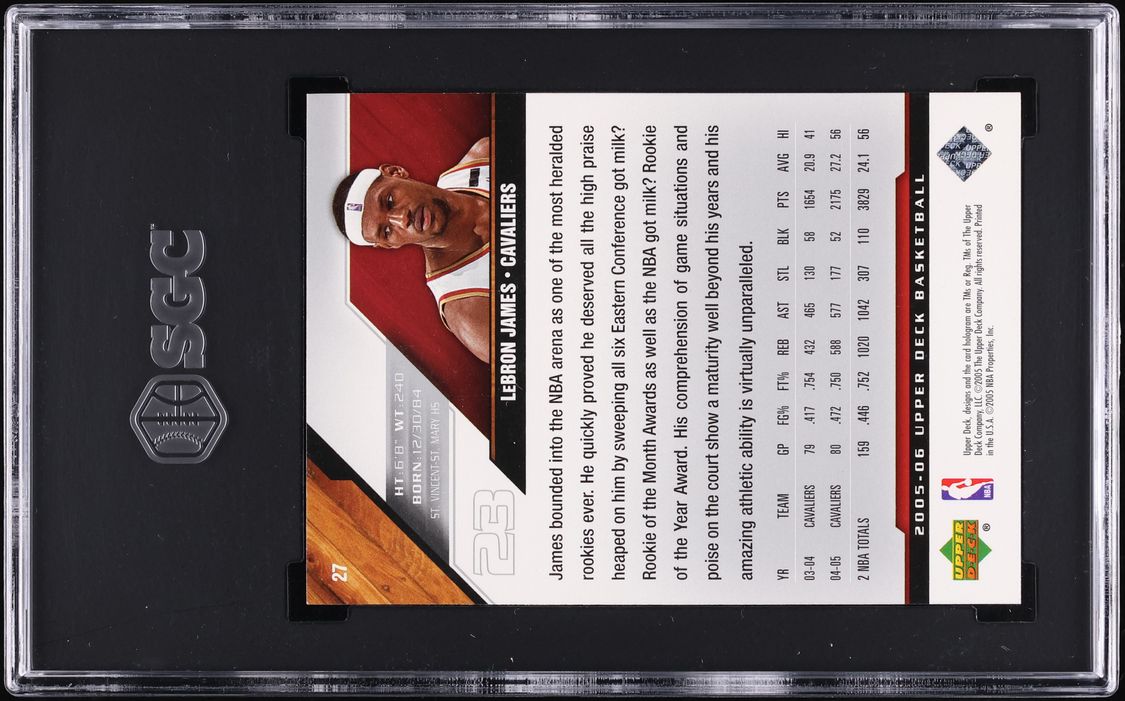 2005 Upper Deck Basketball LeBron James #27 SGC 9 MINT