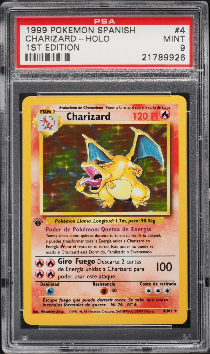 1999 Pokemon Spanish Base Set 1st Edition Holo Charizard #4 PSA 9 MINT